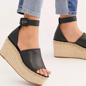Free People Black Platform Espadrille Sandals
